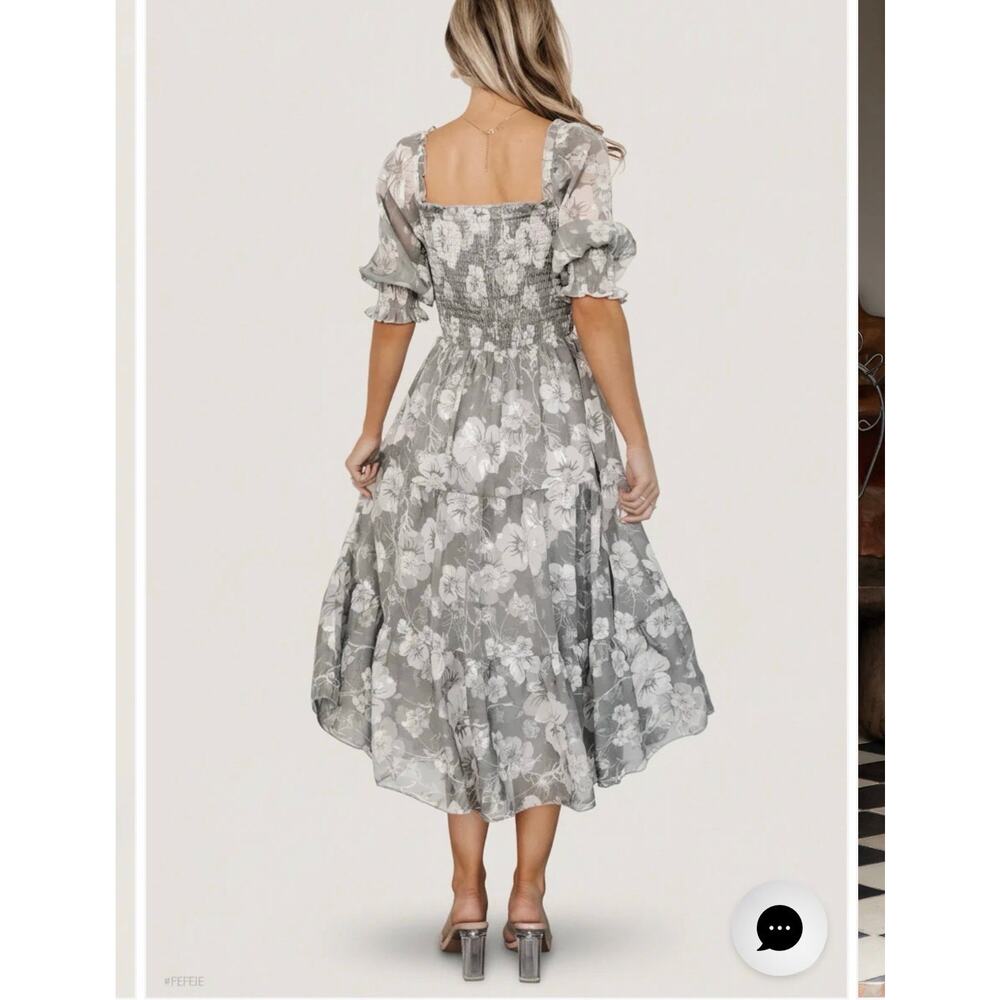 Baltic Born Fabian Jacquard Floral Midi Dress Sage Size Large NWT - Picture 2 of 6